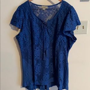 ONE WORLD LACE ENHANCED MIXED MEDIA TOP